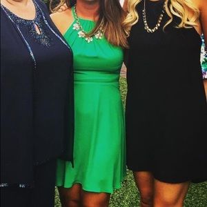 Express - Green Halter Fit & Flare Dress